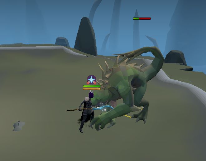 Fighting the melee Dagannoth King on Runescape with my noxious scythe.