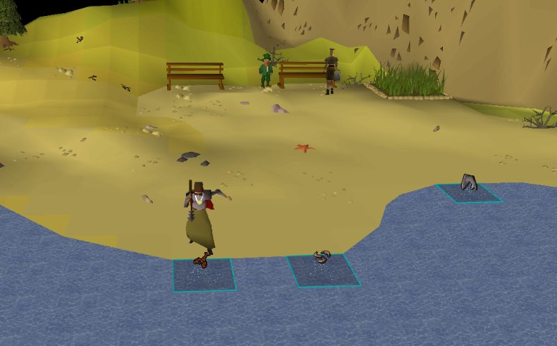 Fishing in Catherby, harpooning some tuna, on my ironman account.